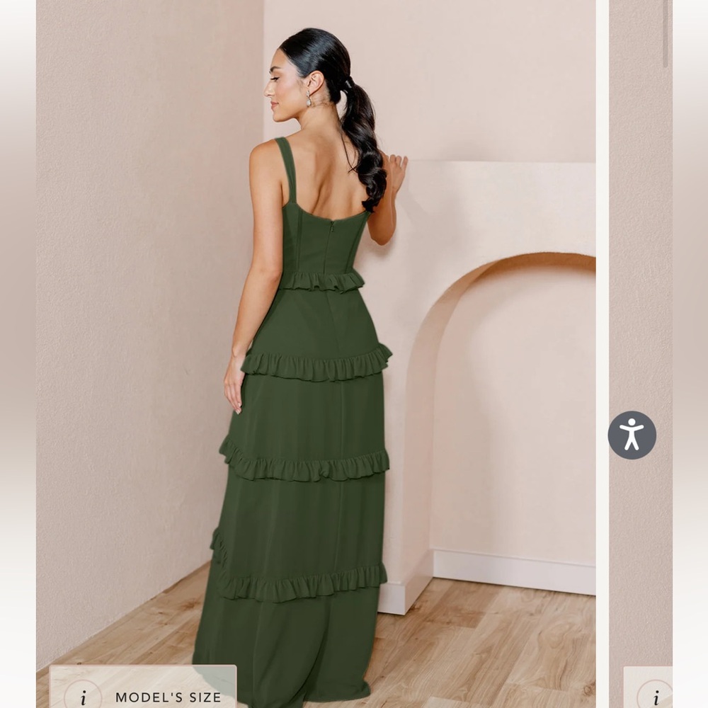 Elegant Green Ruffle Maxi Dress